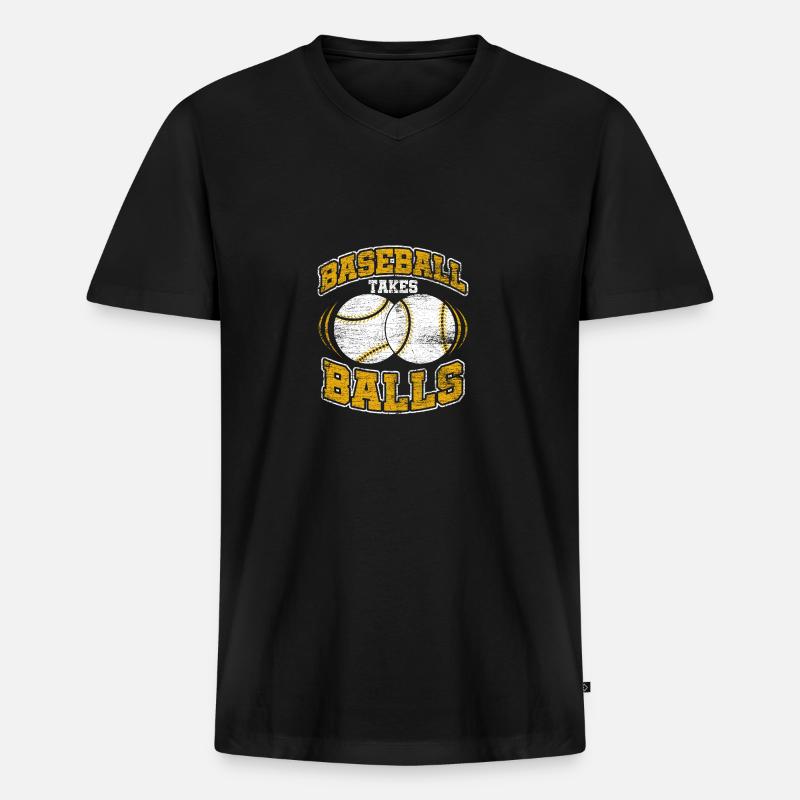 Baseball Ball Baseballschläger - Männer Premium Bio T-Shirt mit V-Ausschnitt - Schwarz
