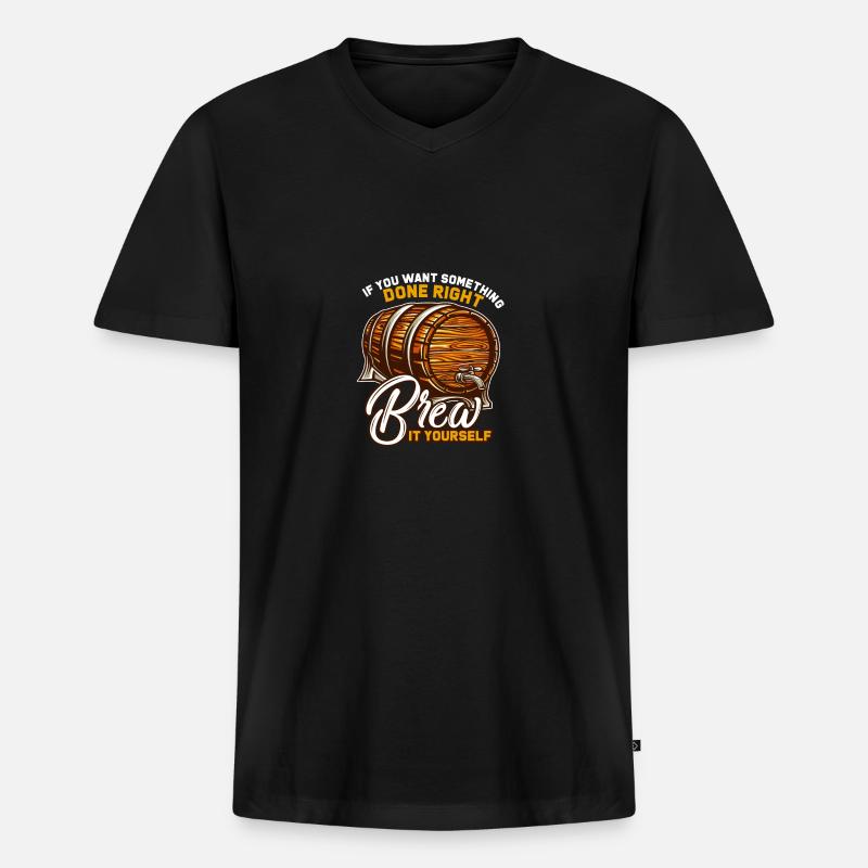 Bier - Männer Premium Bio T-Shirt mit V-Ausschnitt - Schwarz