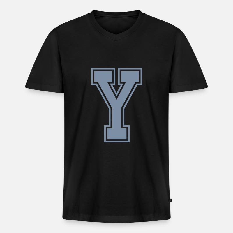 Buchstabe Y - Männer Premium Bio T-Shirt mit V-Ausschnitt - Schwarz