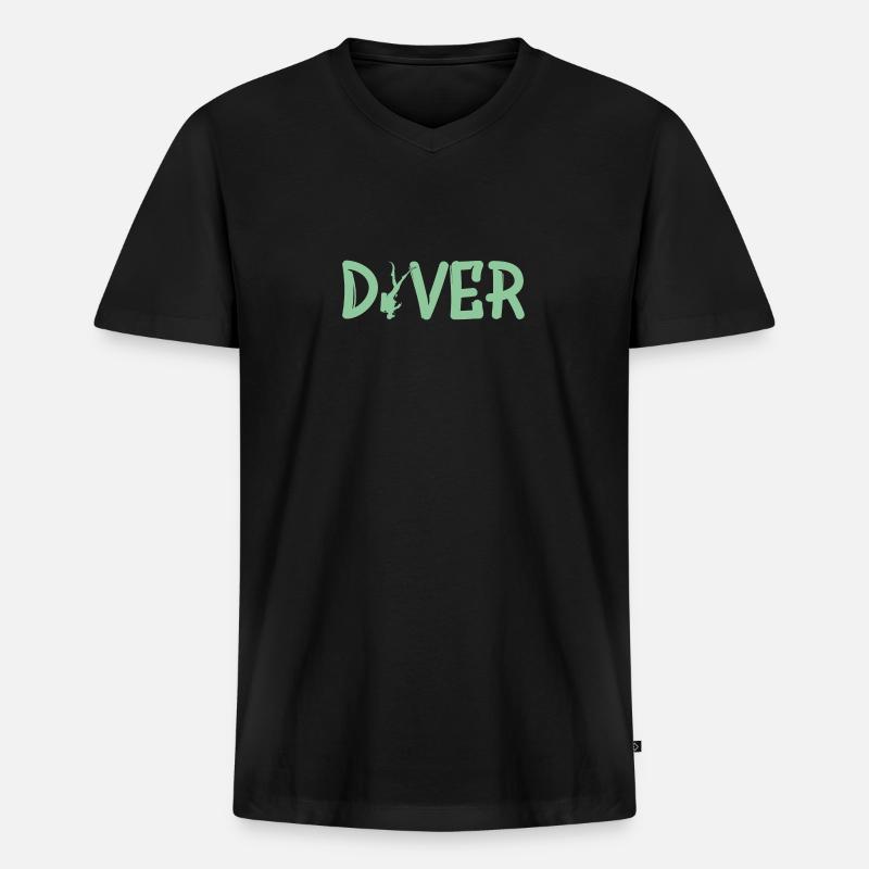 Tauchen Diver Diving - Männer Premium Bio T-Shirt mit V-Ausschnitt - Schwarz