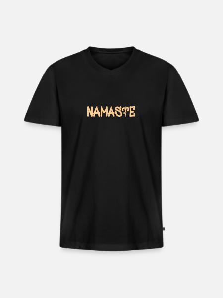 Namaste - Männer Premium Bio T-Shirt mit V-Ausschnitt - Schwarz