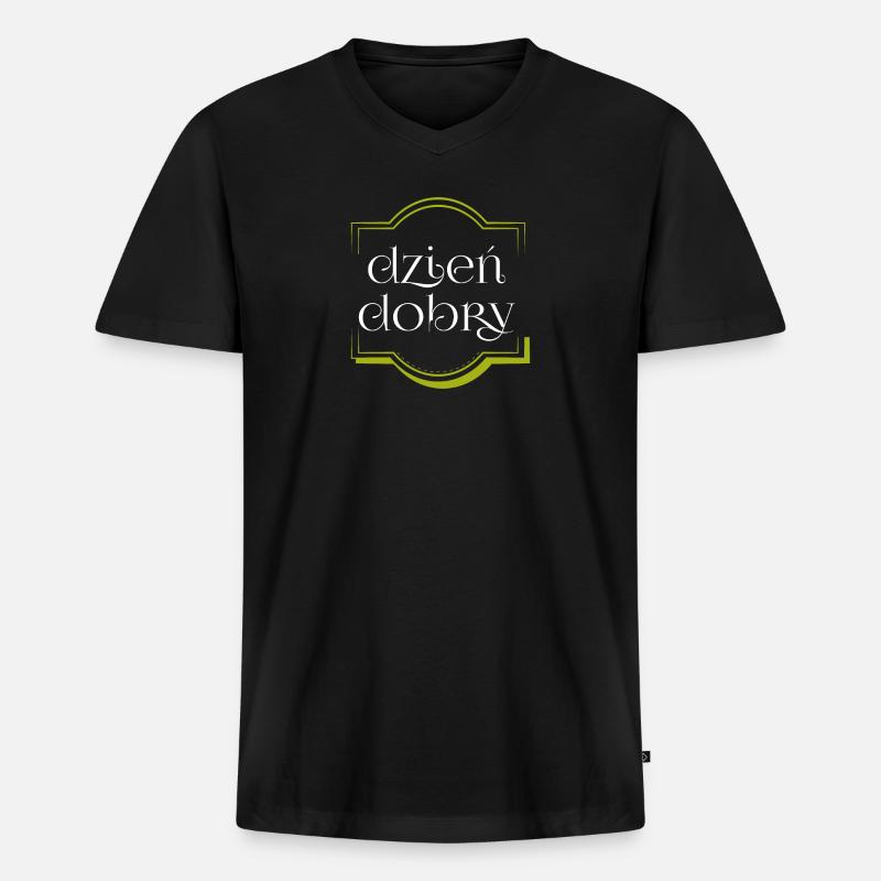 Dzien Dobry , Geschenk, Geschenkidee - Männer Premium Bio T-Shirt mit V-Ausschnitt - Schwarz