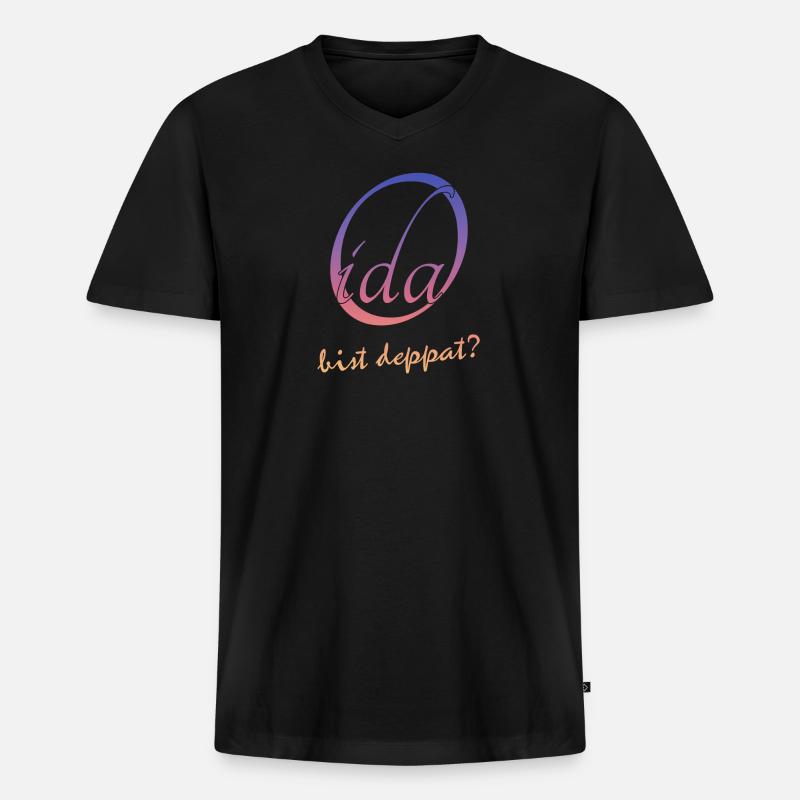 Oida bist deppat? - Männer Premium Bio T-Shirt mit V-Ausschnitt - Schwarz