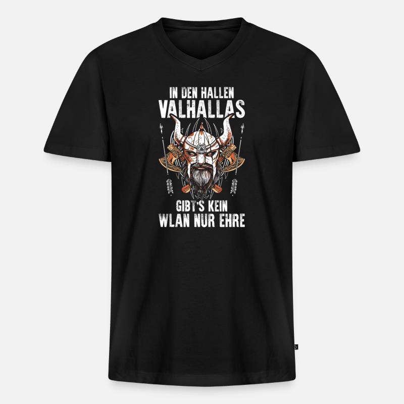 Mittelalter Schildwall Mittelaltermarkt Wikinger - Männer Premium Bio T-Shirt mit V-Ausschnitt - Schwarz