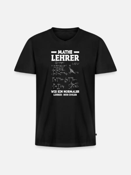 Mathe Lehrer Nur Cooler - Männer Premium Bio T-Shirt mit V-Ausschnitt - Schwarz