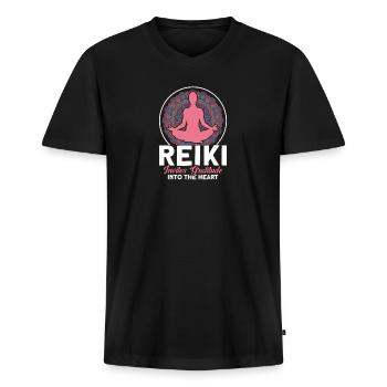 Reiki Symbol Reiki Master Reiki Crystal Gift - Men's Premium Organic T-shirt with V-neck - black - Front - Nico (187cm)
