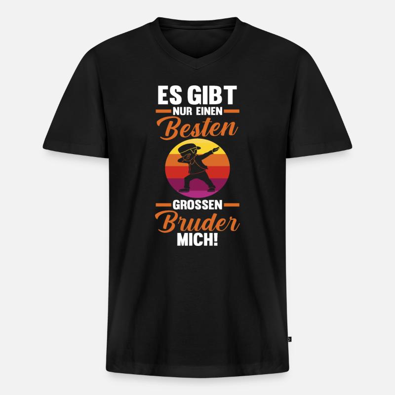 Dabbing Bester Bruder - Männer Premium Bio T-Shirt mit V-Ausschnitt - Schwarz