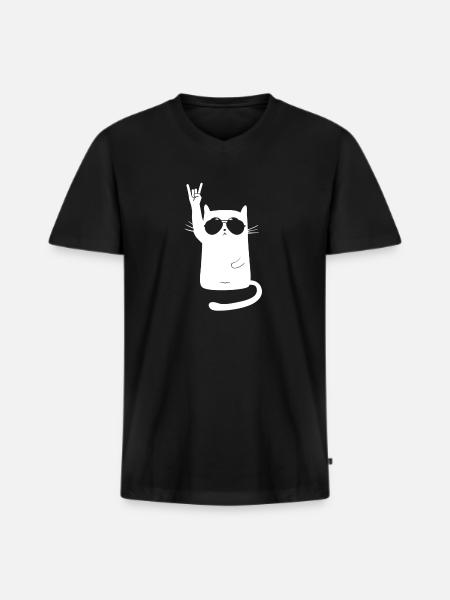 Metal Cat - Men's Premium Organic T-shirt with V-neck - black