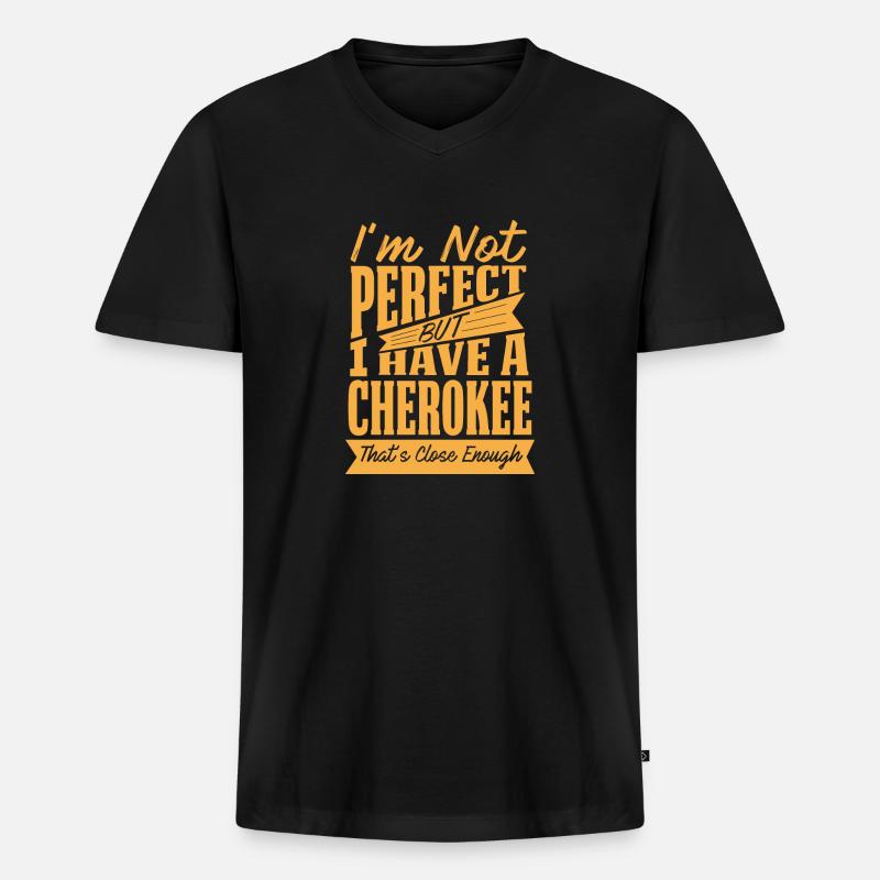PERFEKT MIT CHEROKEE YY - Männer Premium Bio T-Shirt mit V-Ausschnitt - Schwarz