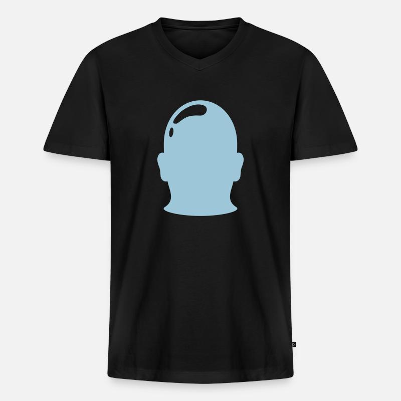 Umriss Silhouette Glatzkopf Mann - Männer Premium Bio T-Shirt mit V-Ausschnitt - Schwarz