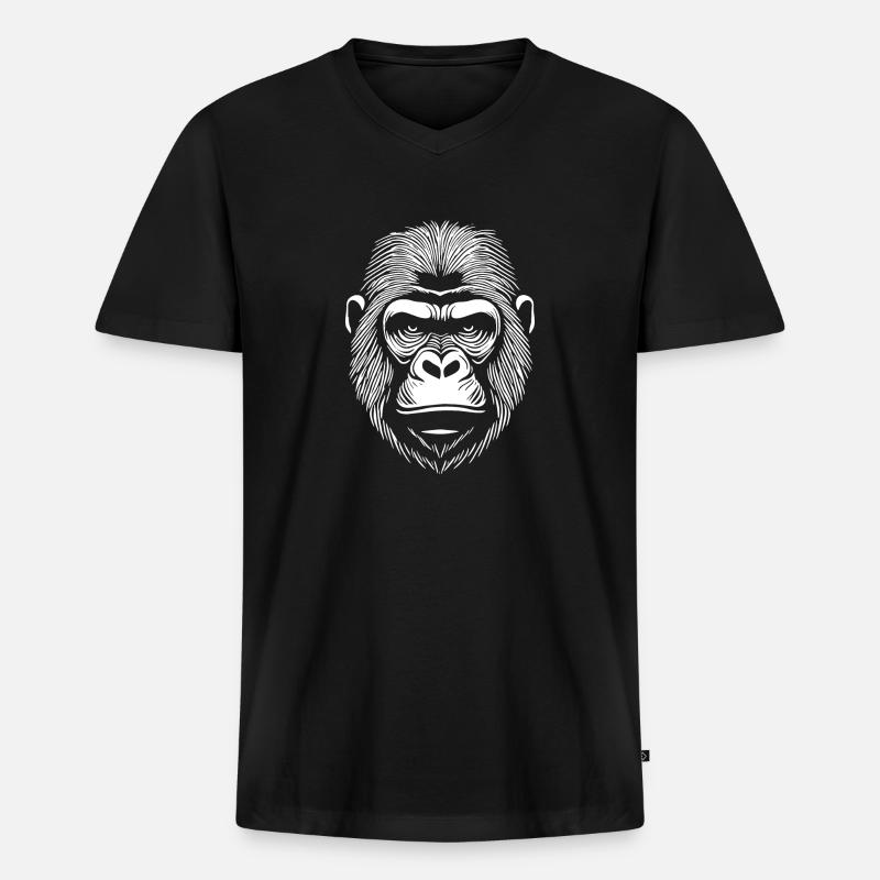 Gorilla Menschen Affe - Männer Premium Bio T-Shirt mit V-Ausschnitt - Schwarz