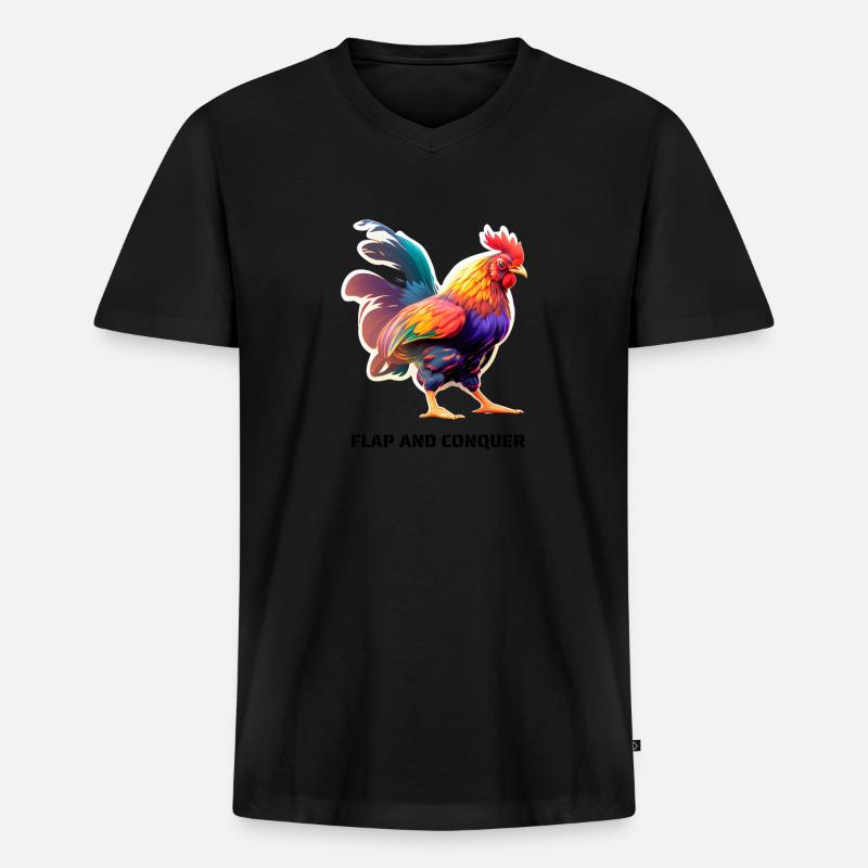 FLAP AND CONQUER - Männer Premium Bio T-Shirt mit V-Ausschnitt - Schwarz