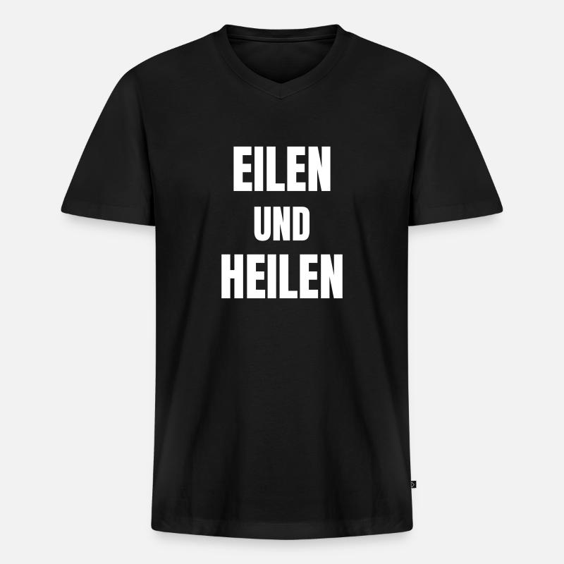 Eilen und Heilen - Männer Premium Bio T-Shirt mit V-Ausschnitt - Schwarz