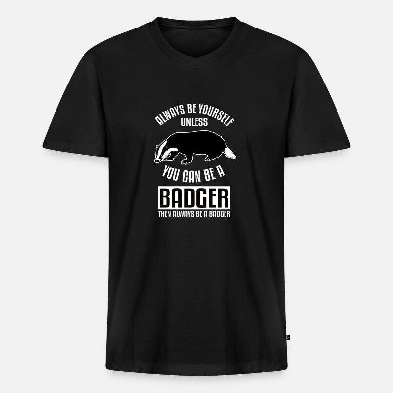Ich bin ein Dachs - Männer Premium Bio T-Shirt mit V-Ausschnitt - Schwarz