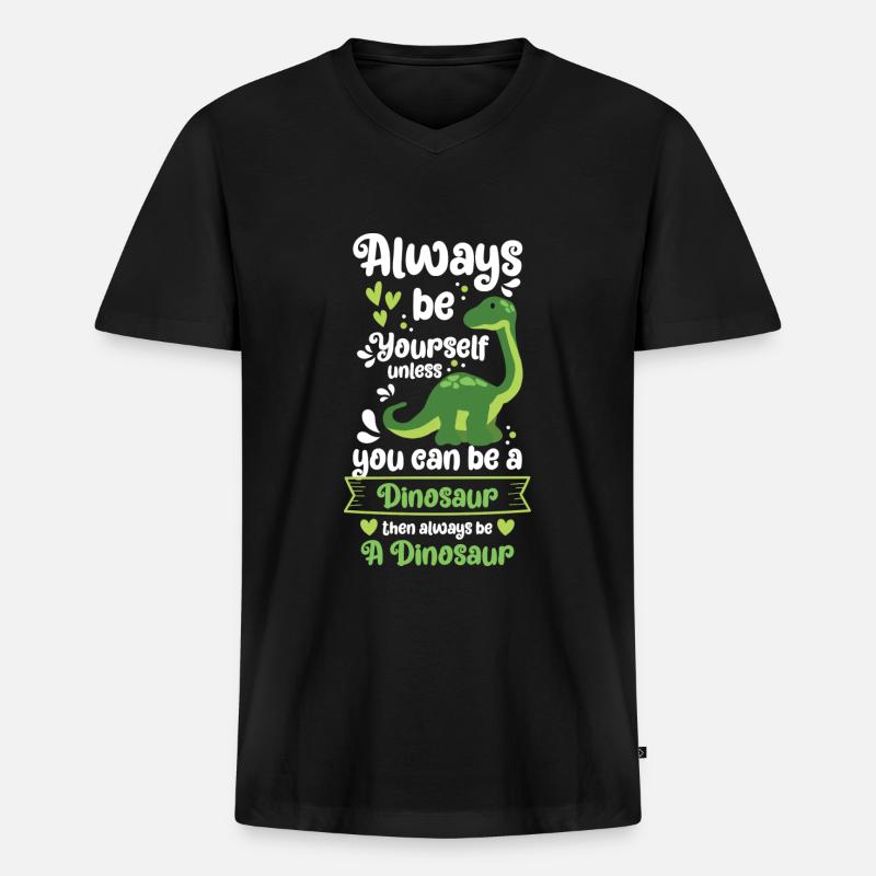 Urzeit Stegosaurus Rex Raptor - Männer Premium Bio T-Shirt mit V-Ausschnitt - Schwarz