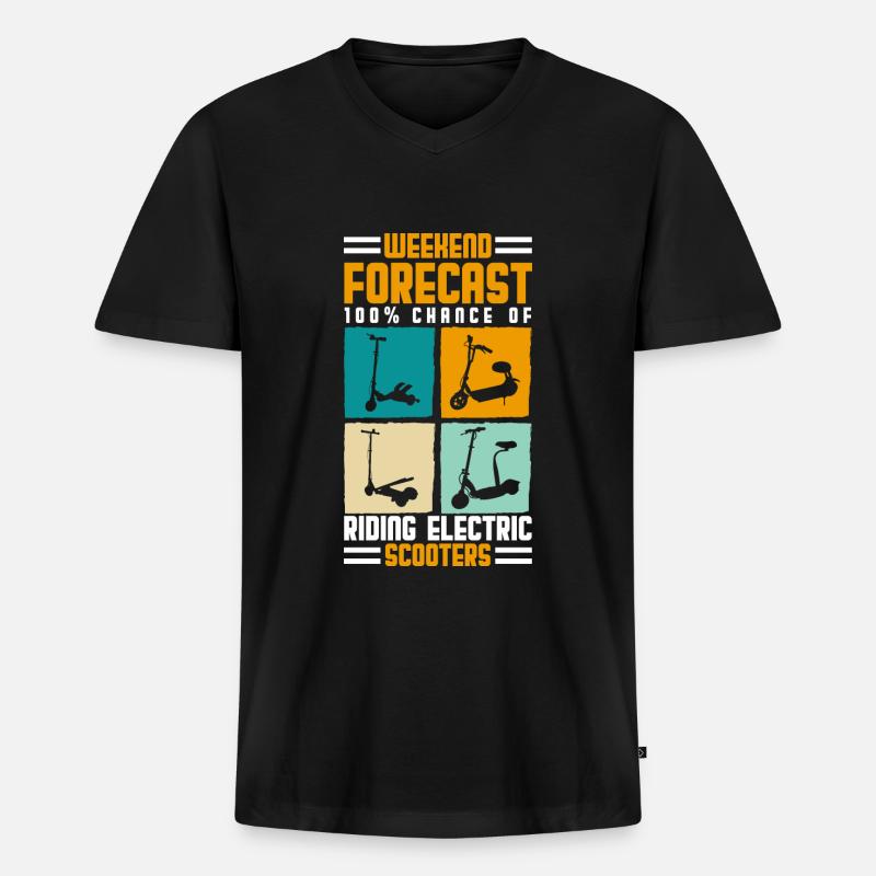 Rollerfahrer Elektrisch E-Roller Hybrid - Männer Premium Bio T-Shirt mit V-Ausschnitt - Schwarz