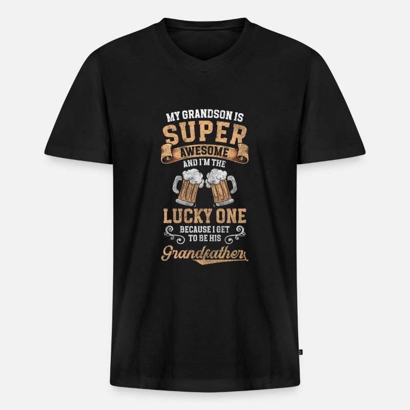 Großeltern Enkelkind - Männer Premium Bio T-Shirt mit V-Ausschnitt - Schwarz