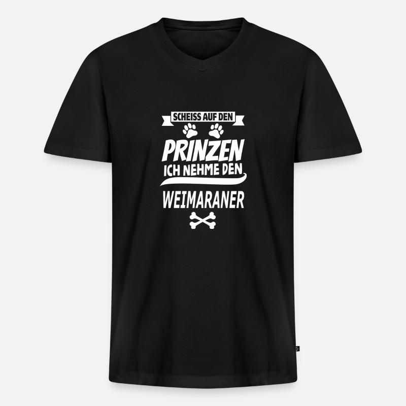 WEIMARANER - Männer Premium Bio T-Shirt mit V-Ausschnitt - Schwarz