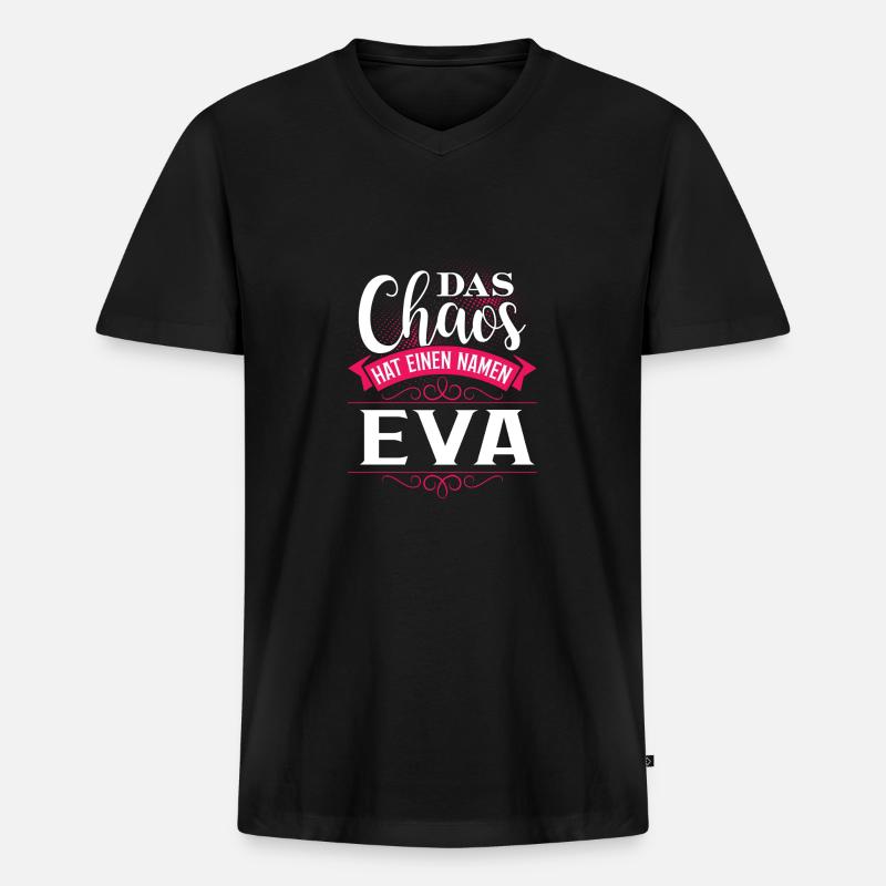 EVA - Chaos - Männer Premium Bio T-Shirt mit V-Ausschnitt - Schwarz