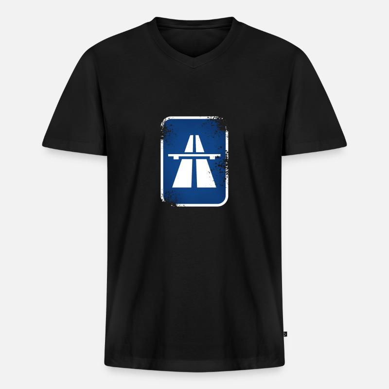 AUTOBAHN - Männer Premium Bio T-Shirt mit V-Ausschnitt - Schwarz
