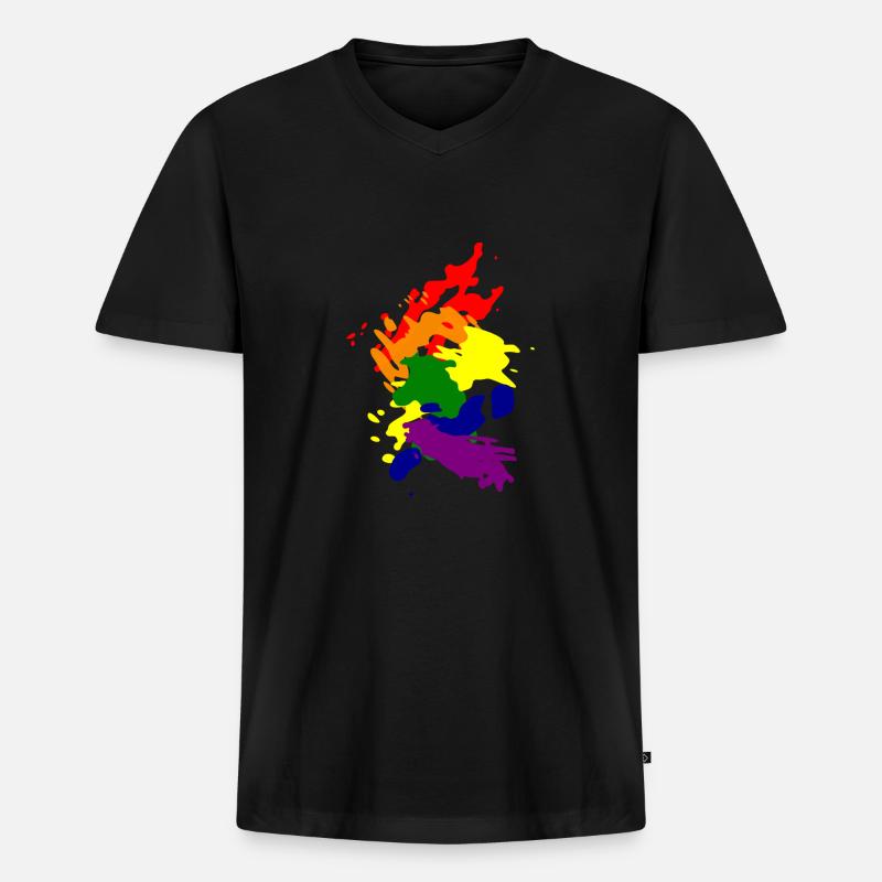 regenbogen - Männer Premium Bio T-Shirt mit V-Ausschnitt - Schwarz