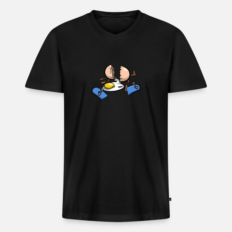 Skateboard Unfall Ei - Männer Premium Bio T-Shirt mit V-Ausschnitt - Schwarz