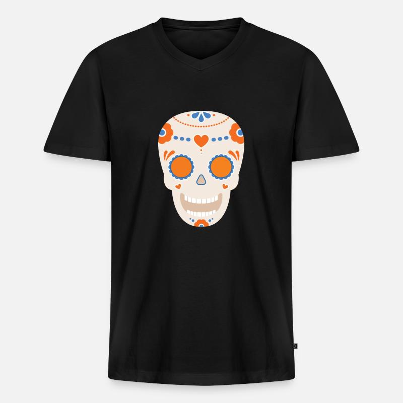 Skull - Männer Premium Bio T-Shirt mit V-Ausschnitt - Schwarz
