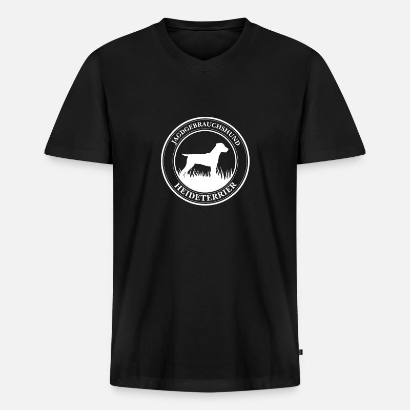 Heideterrier Jagdgebrauchshund Jagdhunde Wilsigns - Männer Premium Bio T-Shirt mit V-Ausschnitt - Schwarz
