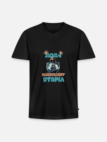 2024, Ship of Fools Utopia - Men's Premium Organic T-shirt with V-neck - black