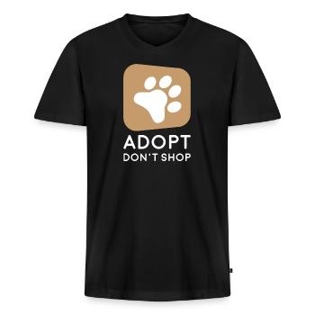 Adopt - dont shop I Tierretter - Männer Premium Bio T-Shirt mit V-Ausschnitt - Schwarz - Vorne - Nico (187cm)