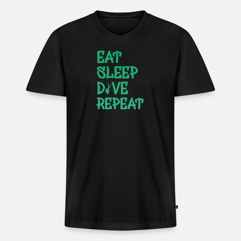 Eat Sleep Dive Repeat - Männer Premium Bio T-Shirt mit V-Ausschnitt - Schwarz
