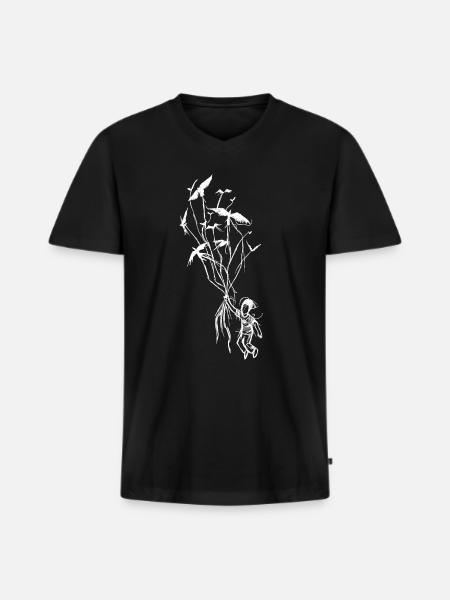 Children's dream with ravens - Men's Premium Organic T-shirt with V-neck - black