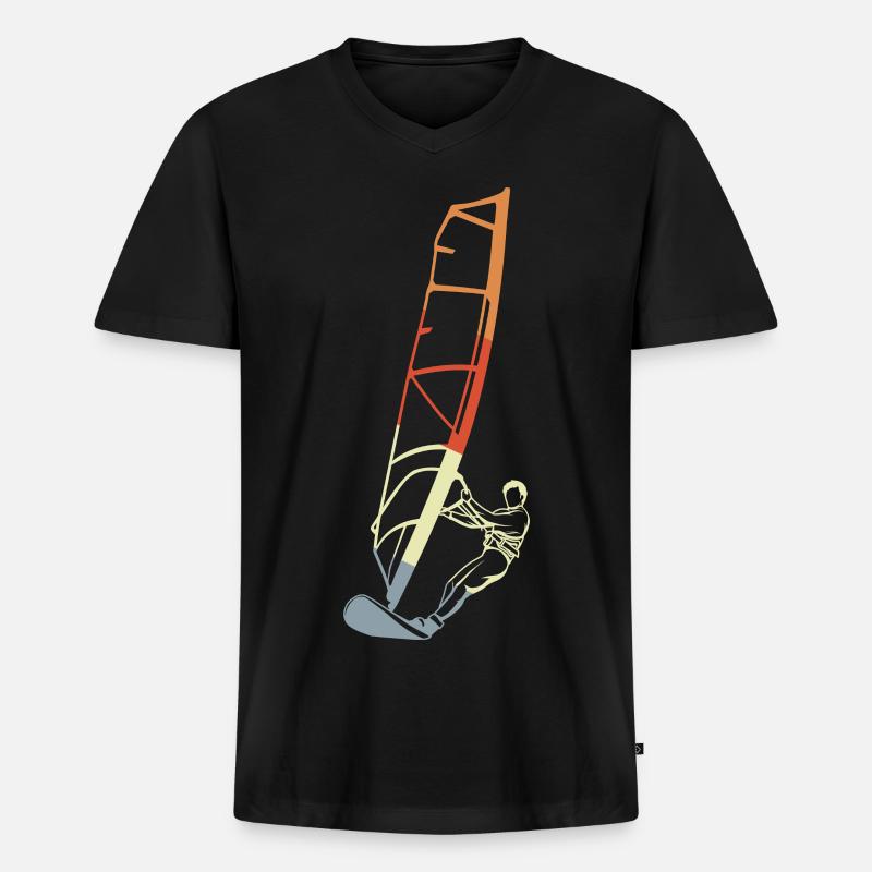 Lustiger Windsurfer Junge - Männer Premium Bio T-Shirt mit V-Ausschnitt - Schwarz