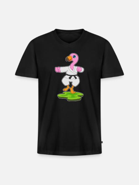 Flamingo Karate Martial Arts - Men's Premium Organic T-shirt with V-neck - black
