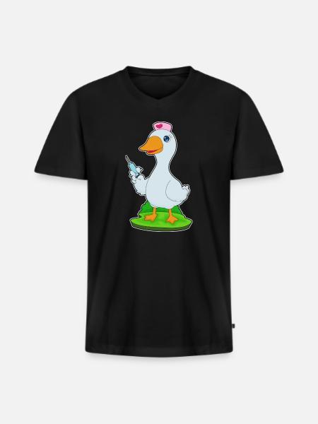 Infirmière Canard Vie Quotidienne - T-shirt encolure en V Premium bio Homme - noir