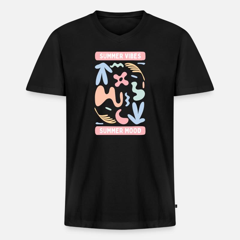 Pastel Abstract Summer Vibes - Männer Premium Bio T-Shirt mit V-Ausschnitt - Schwarz