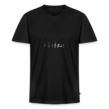 Noten Musik Herzschlag - Männer Premium Bio T-Shirt mit V-Ausschnitt - Schwarz - Vorne - Nico (187cm)