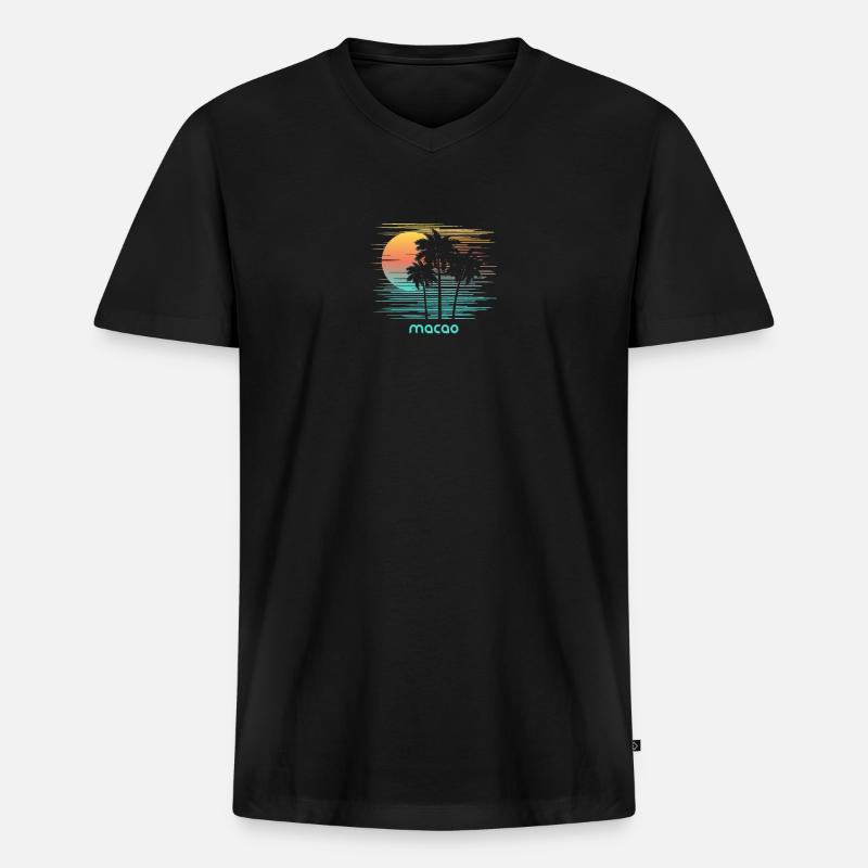 Macao Stilvoller Souvenirurlaub - Männer Premium Bio T-Shirt mit V-Ausschnitt - Schwarz