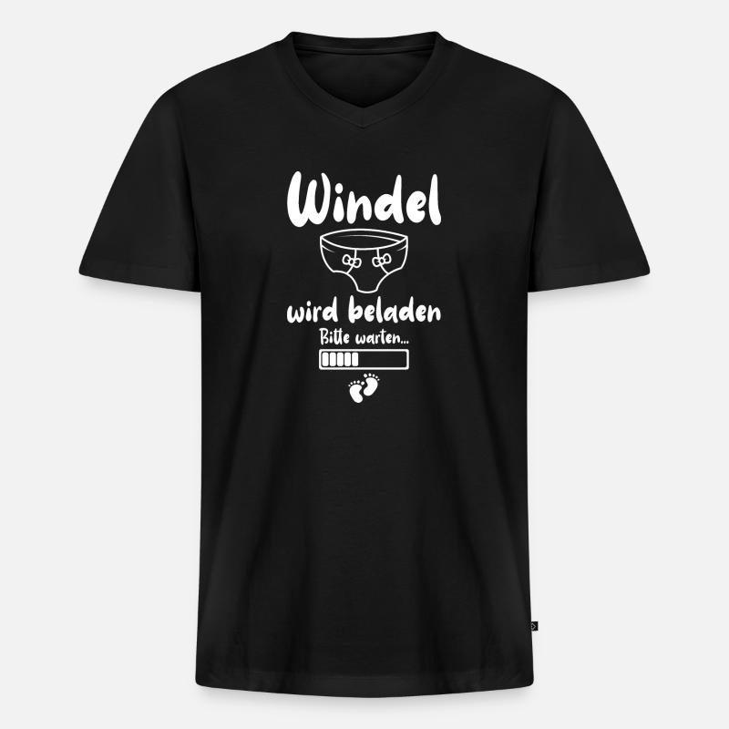 Windel Wird Beladen Bitte Warten... - Männer Premium Bio T-Shirt mit V-Ausschnitt - Schwarz
