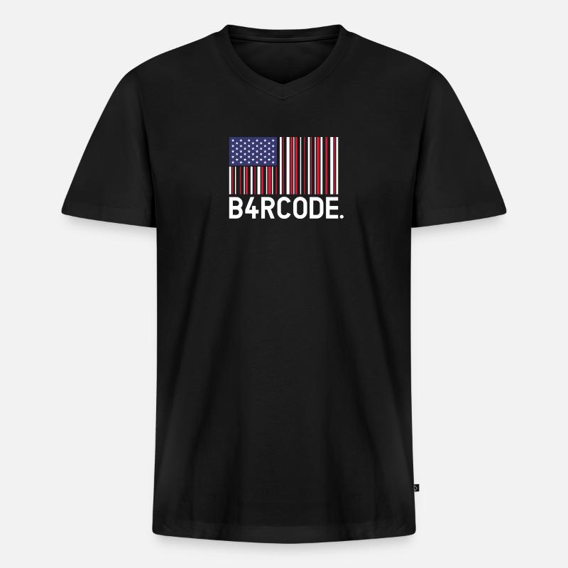B4RCODE. USA - Männer Premium Bio T-Shirt mit V-Ausschnitt - Schwarz