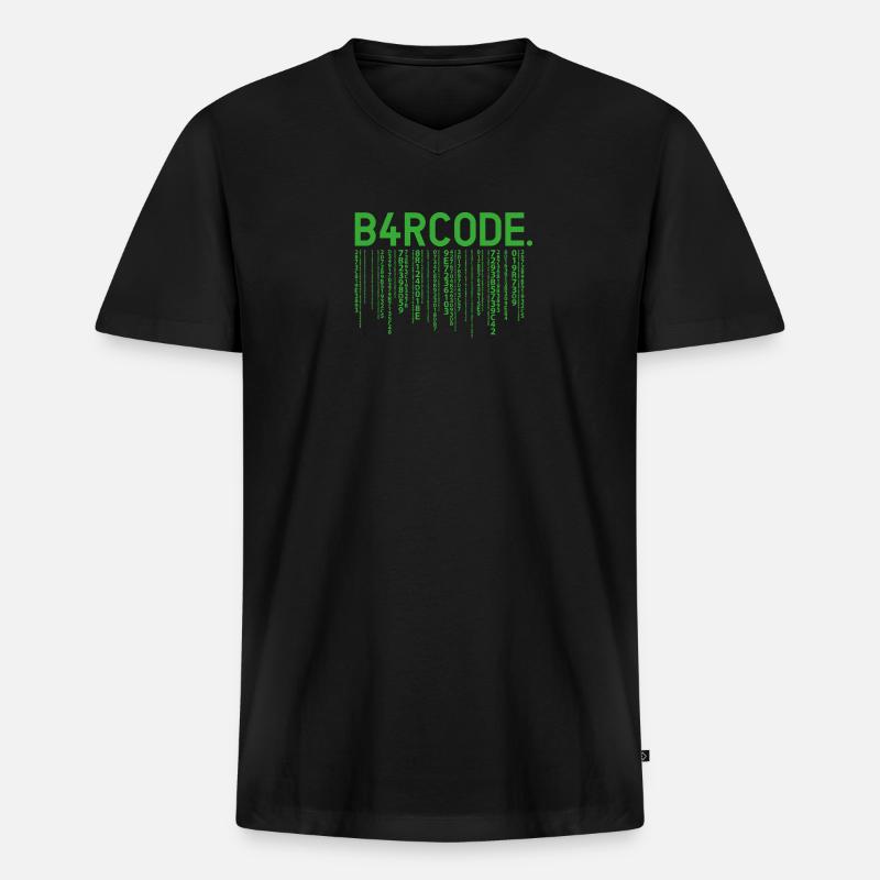 B4RCODE. Matrix - Männer Premium Bio T-Shirt mit V-Ausschnitt - Schwarz