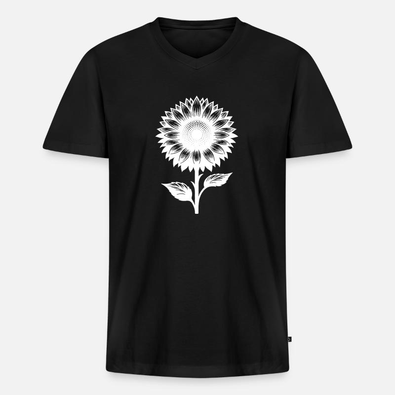 Gartenpflanze blühende Sonnenblume - Männer Premium Bio T-Shirt mit V-Ausschnitt - Schwarz