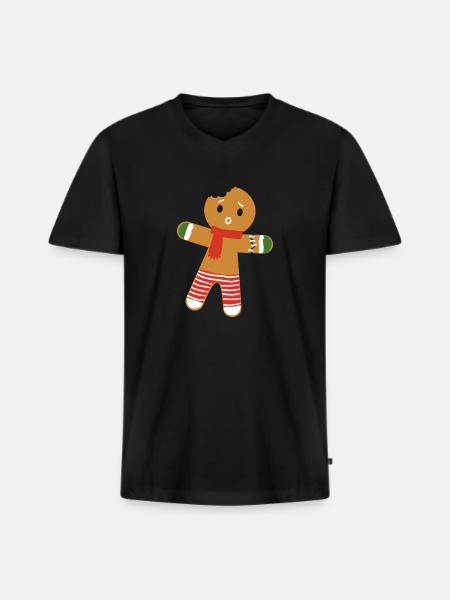 Weihnachtskeks - Männer Premium Bio T-Shirt mit V-Ausschnitt - Schwarz