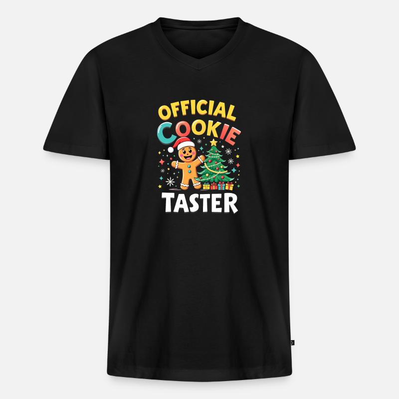 Official Cookie Taster - Männer Premium Bio T-Shirt mit V-Ausschnitt - Schwarz