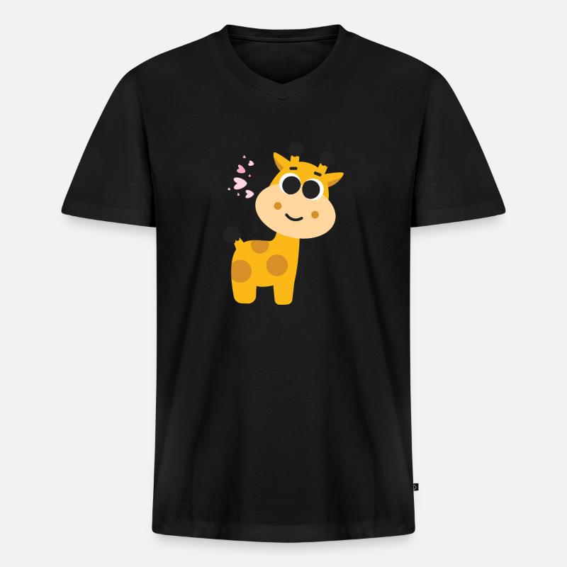 Giraffe - Männer Premium Bio T-Shirt mit V-Ausschnitt - Schwarz