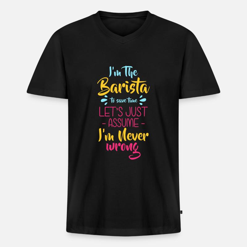 Espresso Coffeeshop Siebträger - Männer Premium Bio T-Shirt mit V-Ausschnitt - Schwarz
