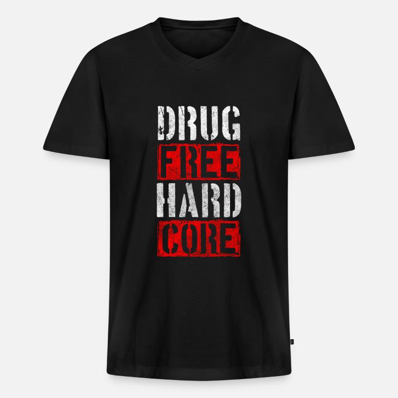Drogenfrei Nüchtern Gesund Joint - Männer Premium Bio T-Shirt mit V-Ausschnitt - Schwarz