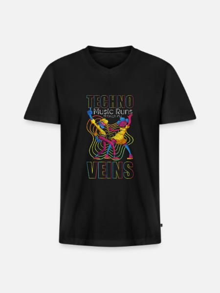 Techno Dj Minimal - Männer Premium Bio T-Shirt mit V-Ausschnitt - Schwarz