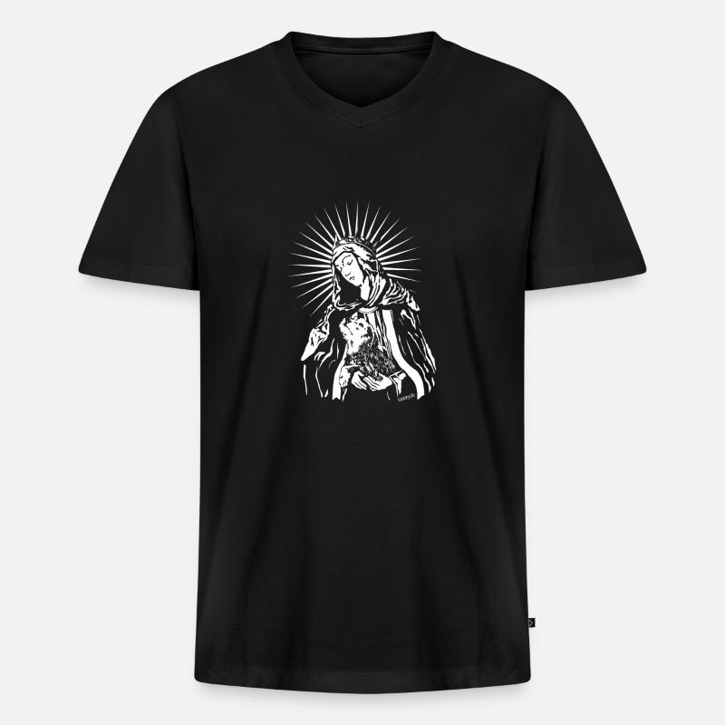 Maria mit Hund - Männer Premium Bio T-Shirt mit V-Ausschnitt - Schwarz