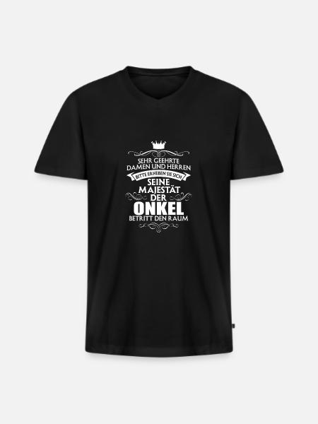 ONKEL - Männer Premium Bio T-Shirt mit V-Ausschnitt - Schwarz